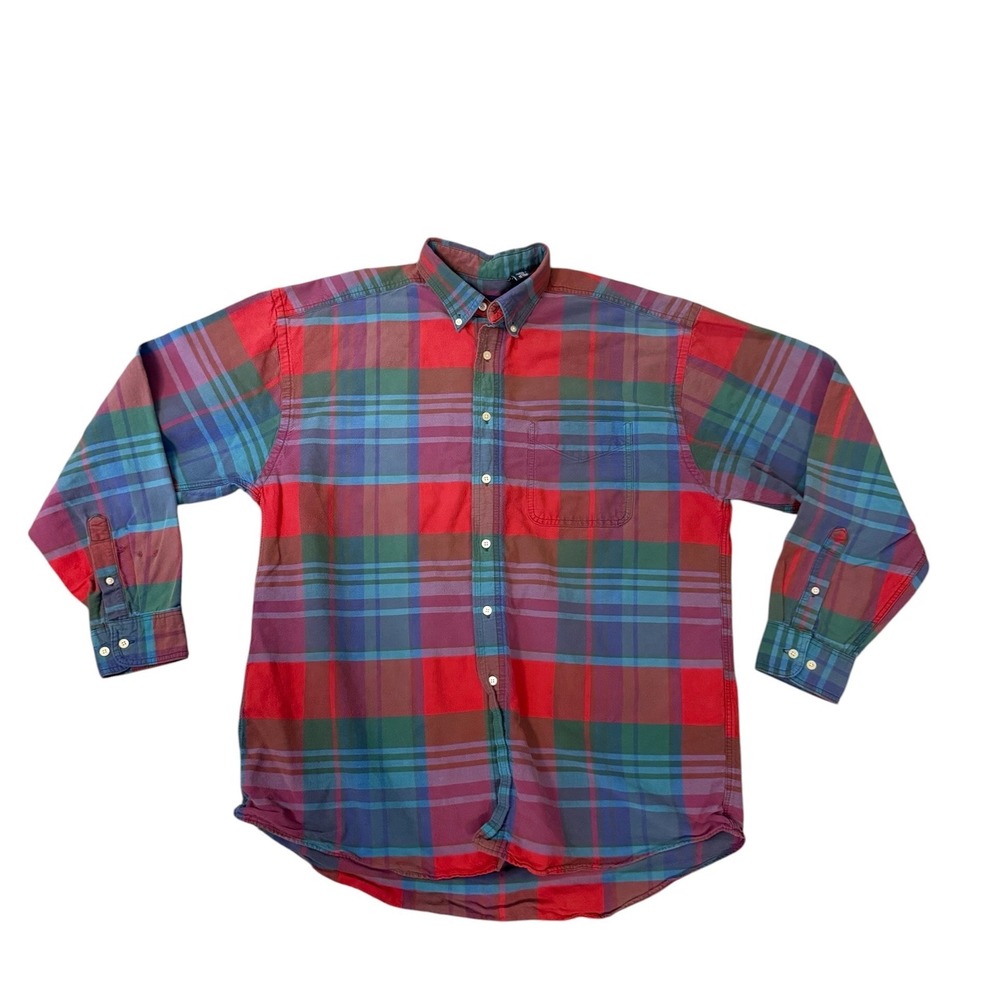 Gap Plaid Button‎ Down Shirt Mens XL Multi Color Vintage 90s Cotton USA